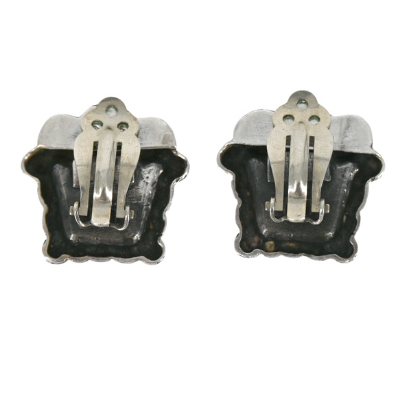 Dian Malouf Sterling Silver Hammered Cross Clip On Earrings - Picture 2 of 8